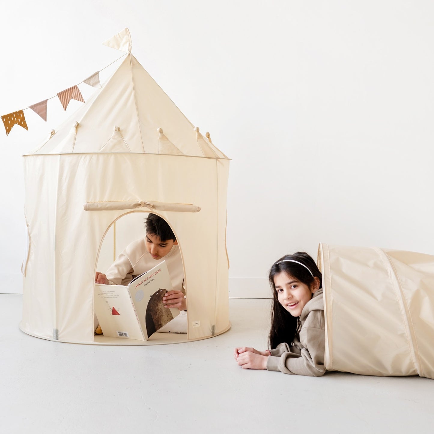 beige recycled fabric play tunnel