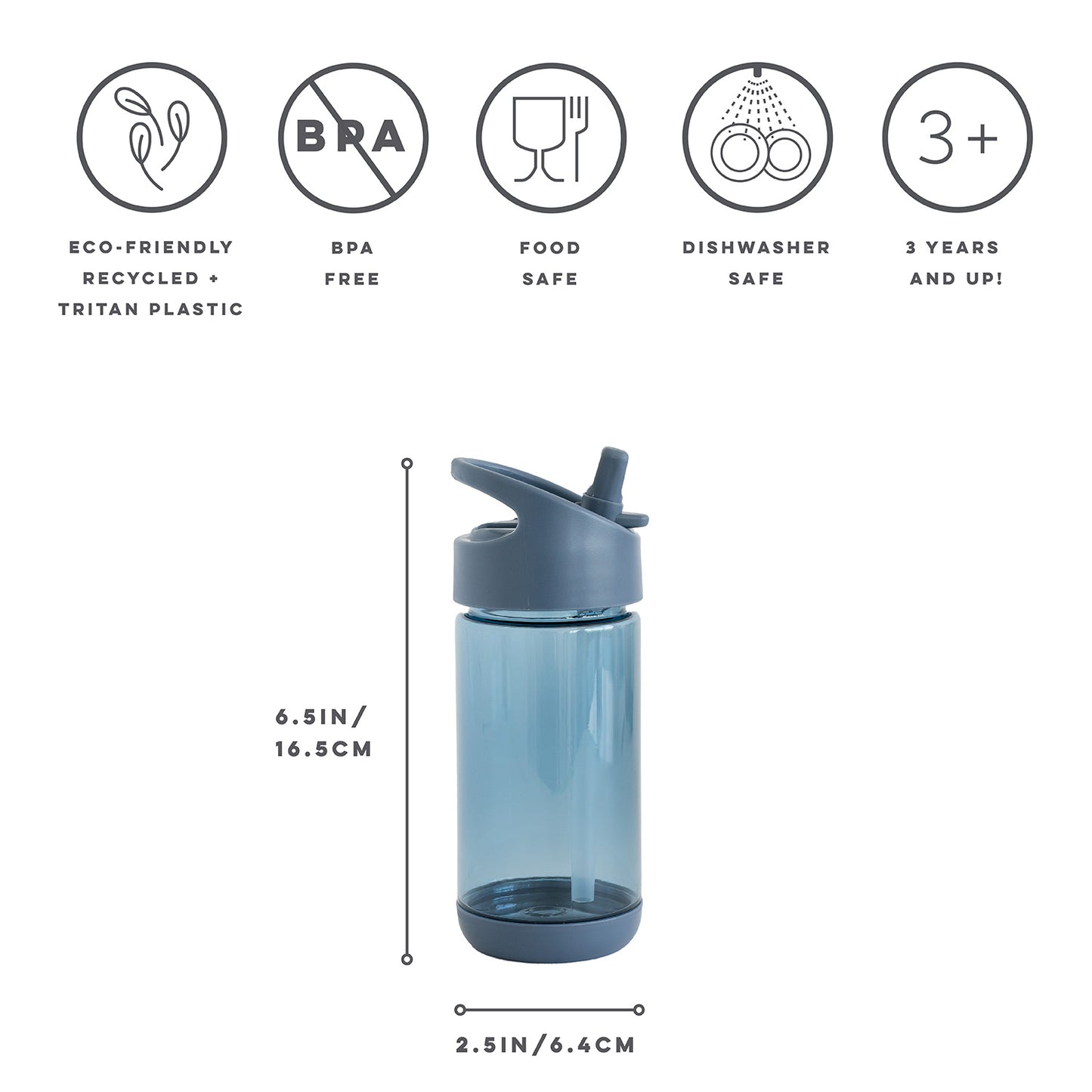 blue recycled plastic water bottle