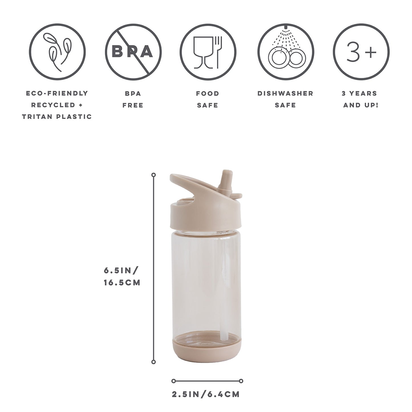 taupe recycled plastic water bottle